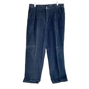 Vintage 90s‎ Eddie Bauer Pleated Corduroy Pants Mens 35x30 Black Flex Waist